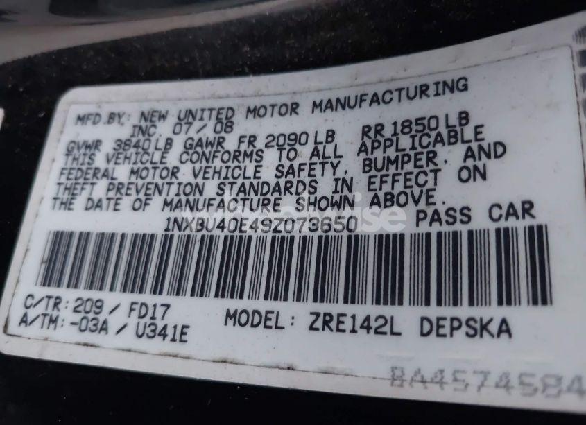 Photo 9 of 2009 Toyota Corolla S (VIN 1NXBU40E49Z073650)