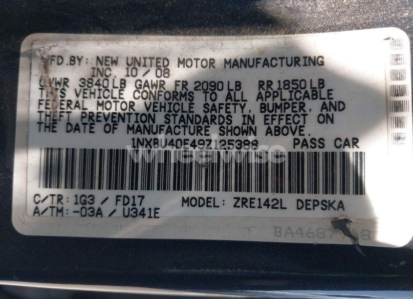 Photo 9 of 2009 Toyota Corolla S (VIN 1NXBU40E49Z125388)