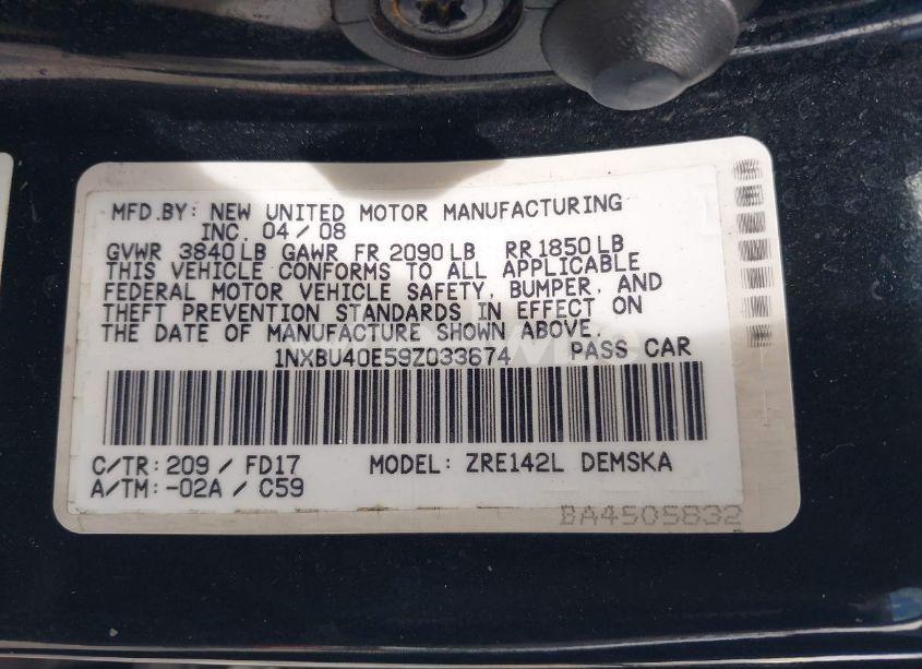 Photo 9 of 2009 Toyota Corolla S (VIN 1NXBU40E59Z033674)