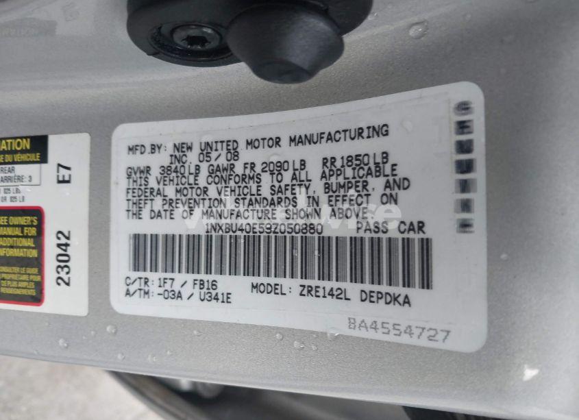 Photo 9 of 2009 Toyota Corolla LE (VIN 1NXBU40E59Z050880)