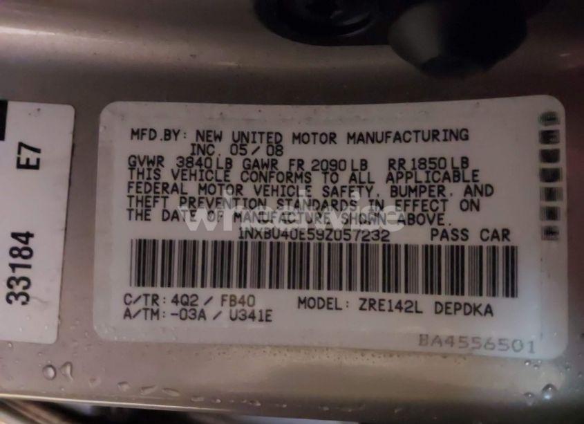 Photo 9 of 2009 Toyota Corolla LE (VIN 1NXBU40E59Z057232)