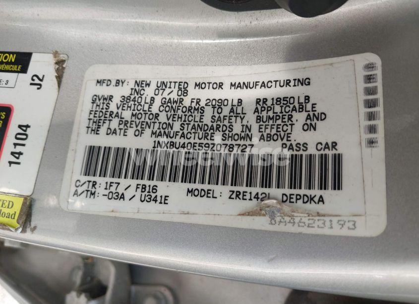 Photo 9 of 2009 Toyota Corolla LE (VIN 1NXBU40E59Z078727)