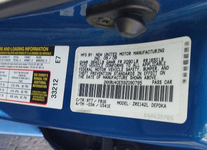 Photo 9 of 2009 Toyota Corolla LE (VIN 1NXBU40E59Z090795)