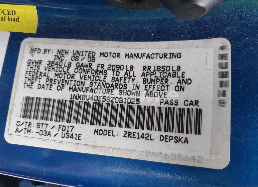 Photo 9 of 2009 Toyota Corolla S (VIN 1NXBU40E59Z091025)