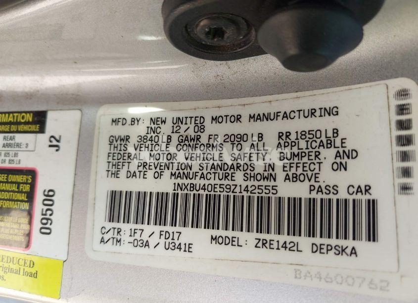 Photo 9 of 2009 Toyota Corolla S (VIN 1NXBU40E59Z142555)