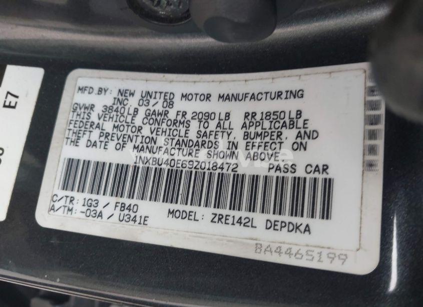 Photo 9 of 2009 Toyota Corolla (VIN 1NXBU40E69Z018472)