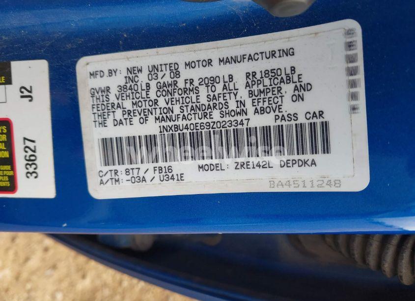 Photo 9 of 2009 Toyota Corolla LE (VIN 1NXBU40E69Z023347)