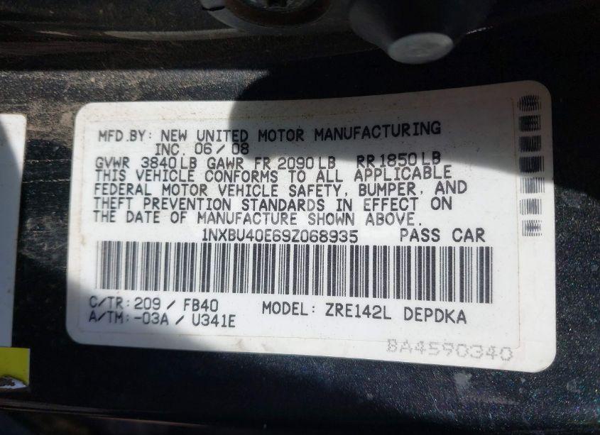 Photo 9 of 2009 Toyota Corolla LE (VIN 1NXBU40E69Z068935)