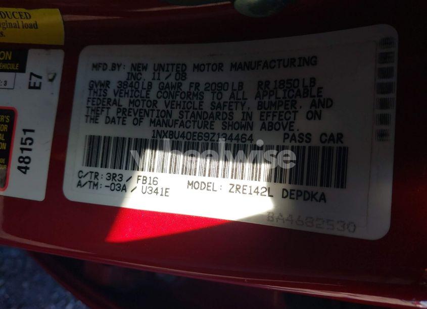 Photo 9 of 2009 Toyota Corolla LE (VIN 1NXBU40E69Z134464)