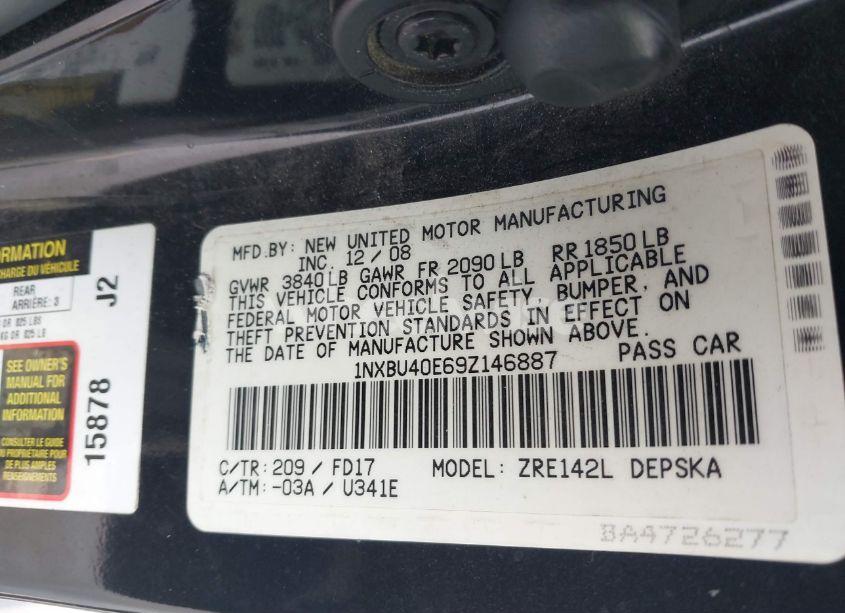 Photo 9 of 2009 Toyota Corolla S (VIN 1NXBU40E69Z146887)