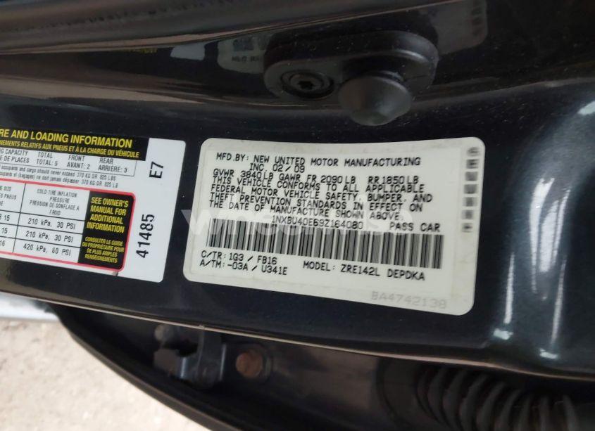 Photo 9 of 2009 Toyota Corolla LE (VIN 1NXBU40E69Z164080)
