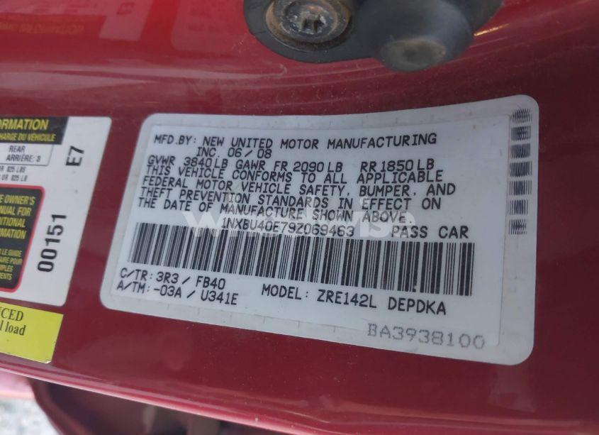 Photo 9 of 2009 Toyota Corolla LE (VIN 1NXBU40E79Z069463)