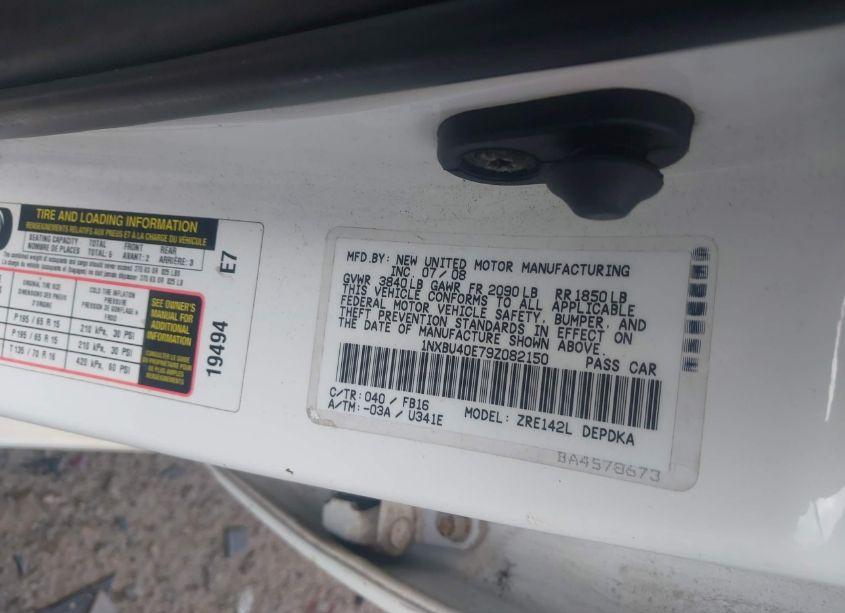 Photo 9 of 2009 Toyota Corolla (VIN 1NXBU40E79Z082150)