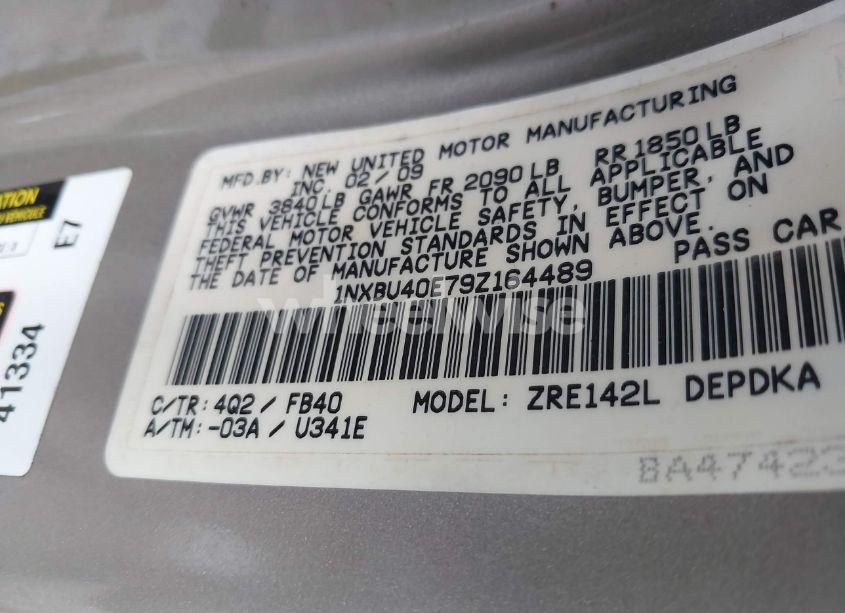 Photo 9 of 2009 Toyota Corolla LE (VIN 1NXBU40E79Z164489)