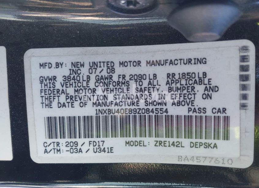 Photo 9 of 2009 Toyota Corolla S (VIN 1NXBU40E89Z084554)