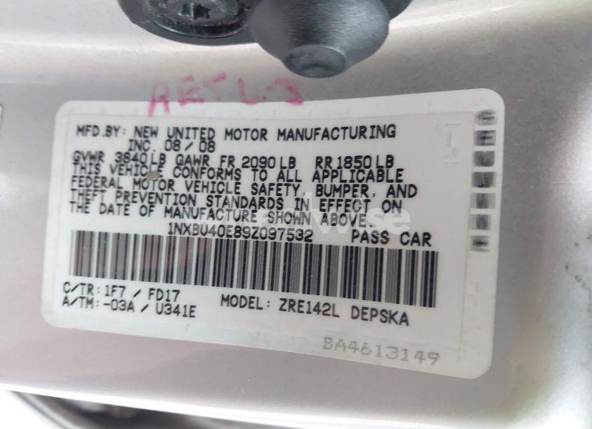 Photo 9 of 2009 Toyota Corolla LE/S/XLE (VIN 1NXBU40E89Z097532)