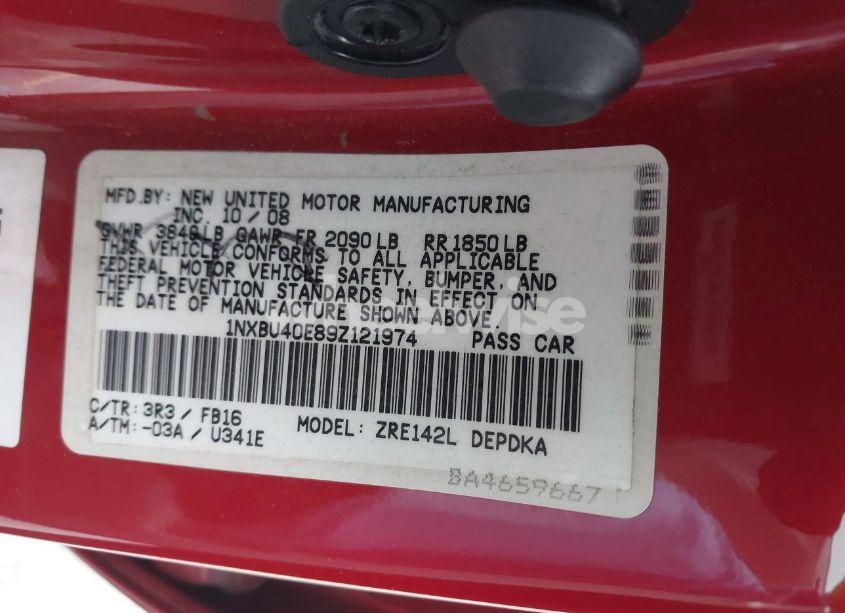 Photo 9 of 2009 Toyota Corolla LE (VIN 1NXBU40E89Z121974)