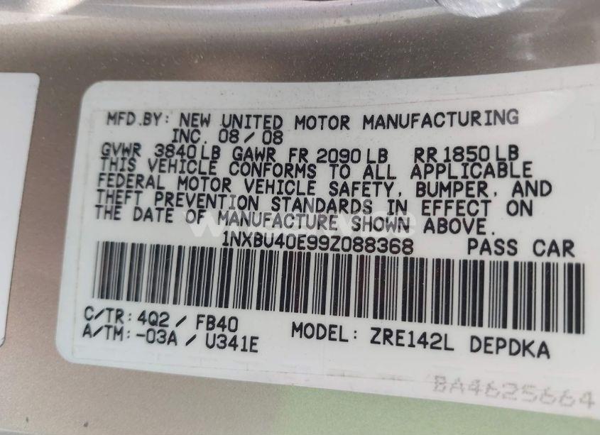 Photo 9 of 2009 Toyota Corolla LE (VIN 1NXBU40E99Z088368)