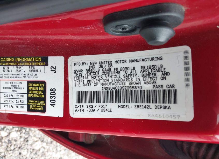 Photo 9 of 2009 Toyota Corolla S (VIN 1NXBU40E99Z095370)