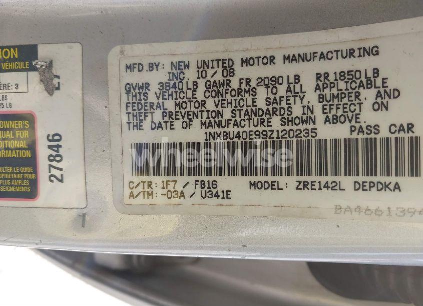 Photo 9 of 2009 Toyota Corolla LE (VIN 1NXBU40E99Z120235)