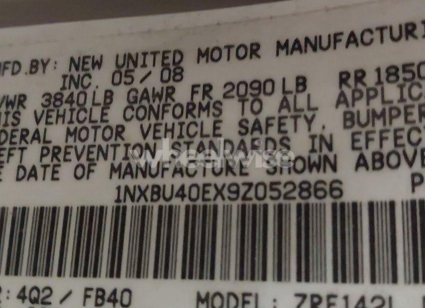 Photo 9 of 2009 Toyota Corolla LE (VIN 1NXBU40EX9Z052866)