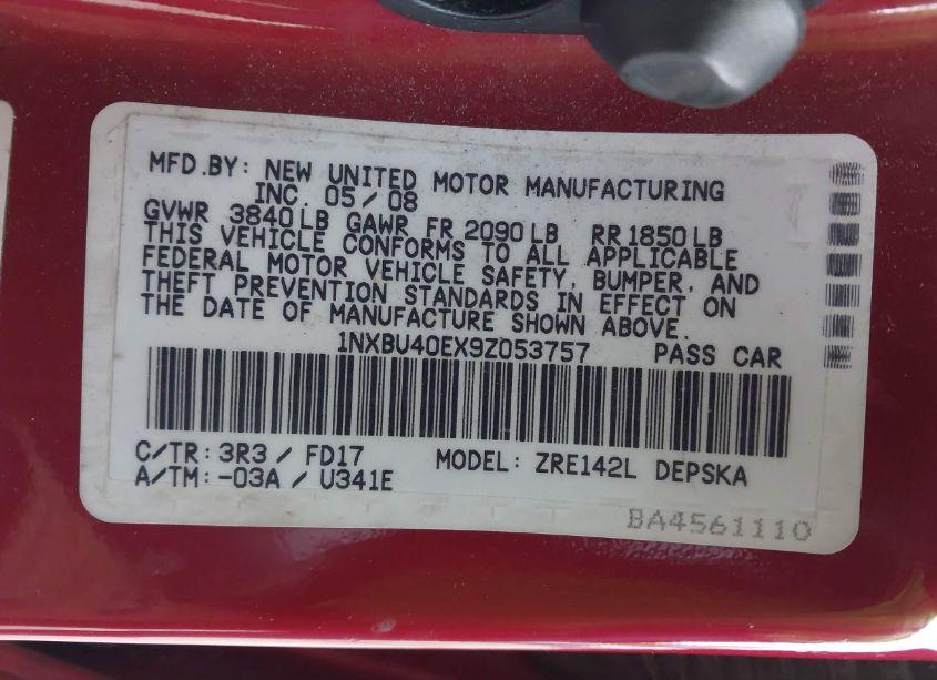 Photo 9 of 2009 Toyota Corolla S (VIN 1NXBU40EX9Z053757)