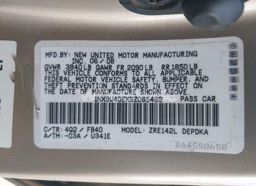 Photo 9 of 2009 Toyota Corolla LE (VIN 1NXBU40EX9Z065469)