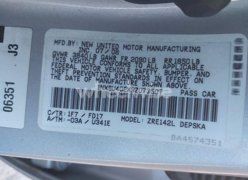 Photo 9 of 2009 Toyota Corolla S (VIN 1NXBU40EX9Z073507)