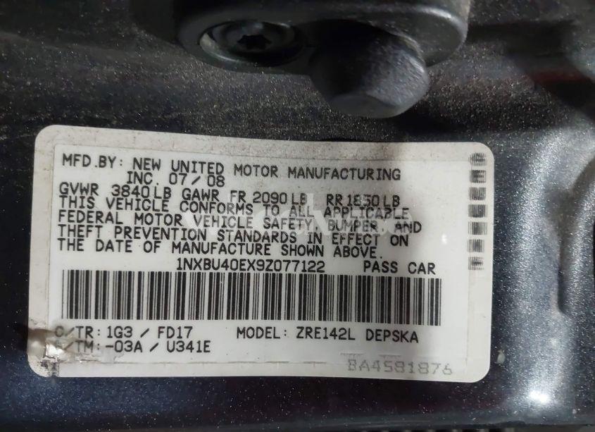 Photo 9 of 2009 Toyota Corolla S (VIN 1NXBU40EX9Z077122)