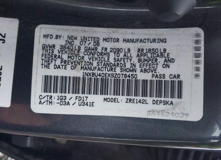 Photo 9 of 2009 Toyota Corolla S (VIN 1NXBU40EX9Z078450)