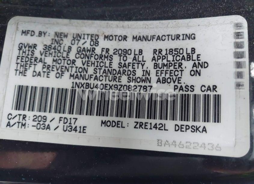 Photo 9 of 2009 Toyota Corolla S (VIN 1NXBU40EX9Z082787)