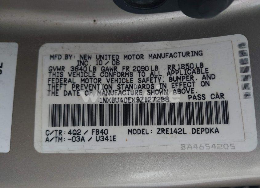 Photo 9 of 2009 Toyota Corolla LE (VIN 1NXBU40EX9Z127288)