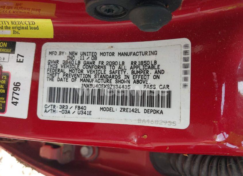 Photo 9 of 2009 Toyota Corolla LE (VIN 1NXBU40EX9Z134435)