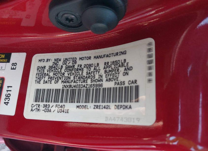 Photo 9 of 2010 Toyota Corolla LE (VIN 1NXBU4EE0AZ165996)