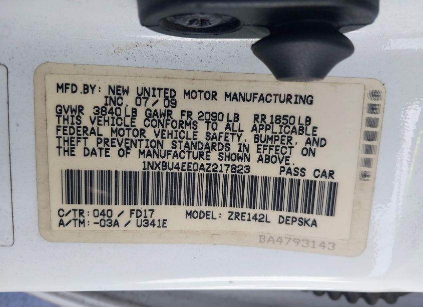 Photo 9 of 2010 Toyota Corolla S (VIN 1NXBU4EE0AZ217823)