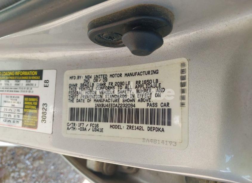 Photo 9 of 2010 Toyota Corolla LE (VIN 1NXBU4EE0AZ232094)