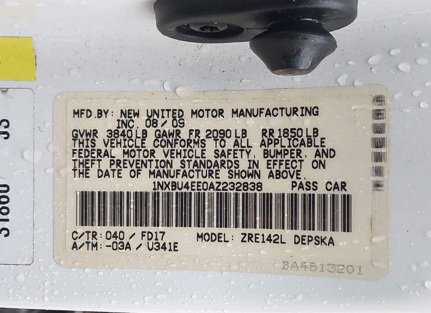 Photo 9 of 2010 Toyota Corolla S (VIN 1NXBU4EE0AZ232838)