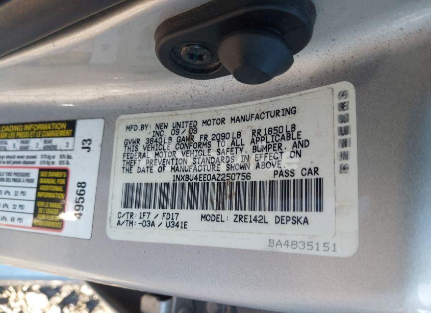 Photo 9 of 2010 Toyota Corolla S (VIN 1NXBU4EE0AZ250756)