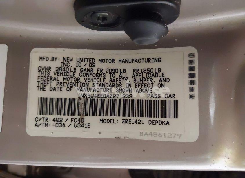 Photo 9 of 2010 Toyota Corolla LE (VIN 1NXBU4EE0AZ271333)