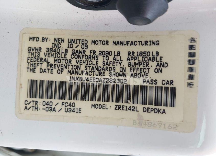 Photo 9 of 2010 Toyota Corolla LE (VIN 1NXBU4EE0AZ282302)