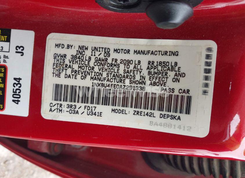 Photo 9 of 2010 Toyota Corolla S (VIN 1NXBU4EE0AZ291338)