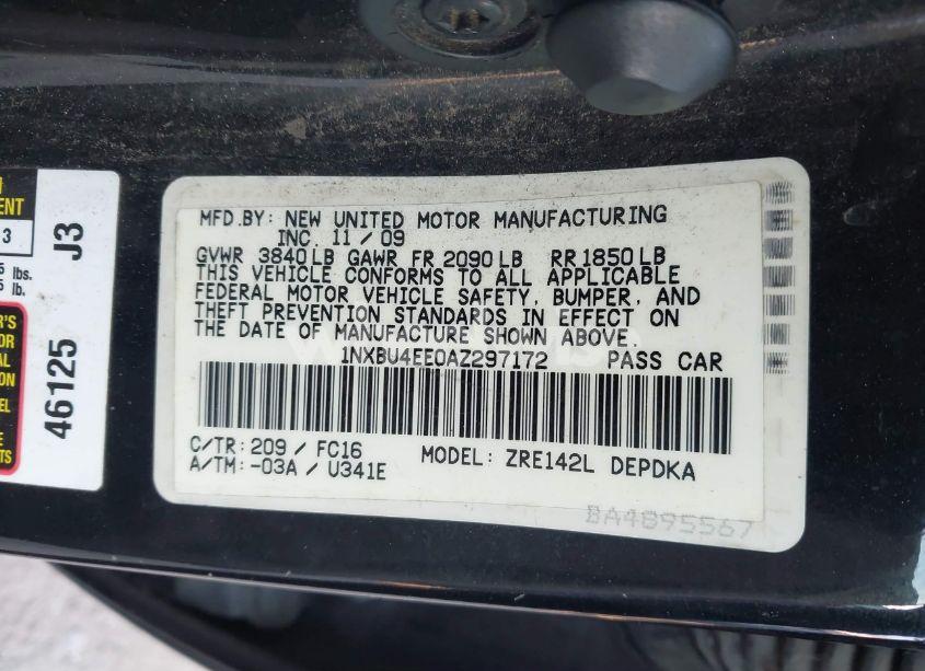 Photo 9 of 2010 Toyota Corolla LE (VIN 1NXBU4EE0AZ297172)