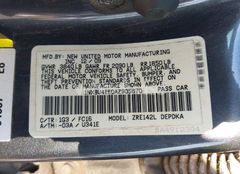 Photo 9 of 2010 Toyota Corolla LE (VIN 1NXBU4EE0AZ305870)