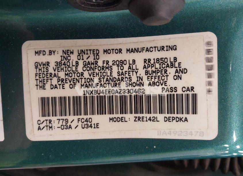 Photo 9 of 2010 Toyota Corolla LE (VIN 1NXBU4EE0AZ330462)