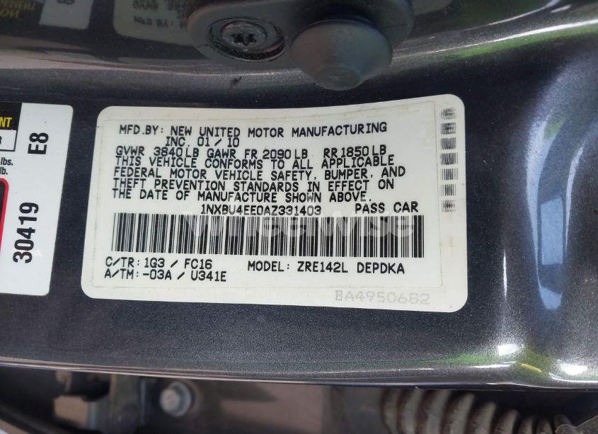 Photo 9 of 2010 Toyota Corolla LE (VIN 1NXBU4EE0AZ331403)