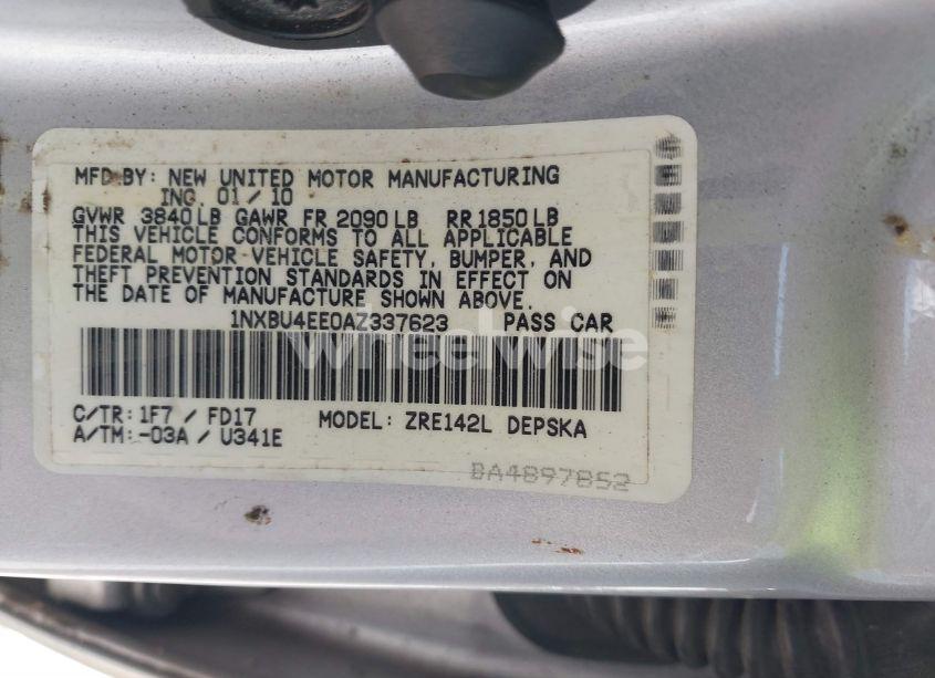 Photo 9 of 2010 Toyota Corolla S (VIN 1NXBU4EE0AZ337623)