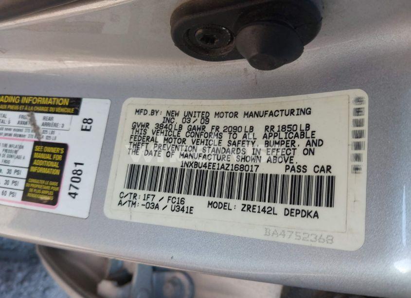 Photo 9 of 2010 Toyota Corolla LE (VIN 1NXBU4EE1AZ168017)