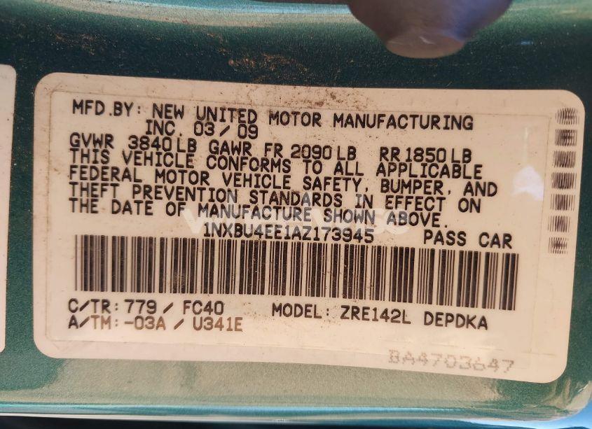 Photo 9 of 2010 Toyota Corolla LE (VIN 1NXBU4EE1AZ173945)