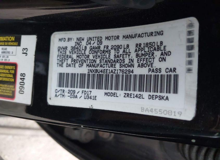 Photo 9 of 2010 Toyota Corolla S (VIN 1NXBU4EE1AZ176294)