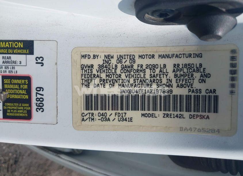 Photo 9 of 2010 Toyota Corolla S (VIN 1NXBU4EE1AZ197839)